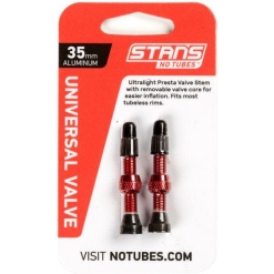 NoTubes Aluminium valve stem, pair, Presta, Red