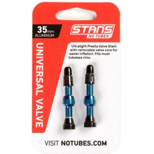 NoTubes Aluminium valve stem, pair, Presta, Blue