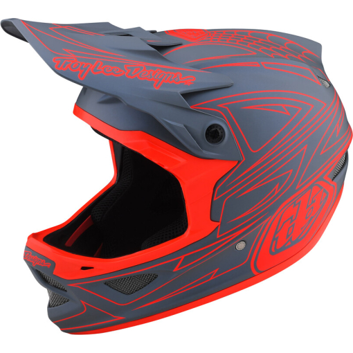 TLD D3 Fiberlite Helmet, Spiderstripe Gray/Red