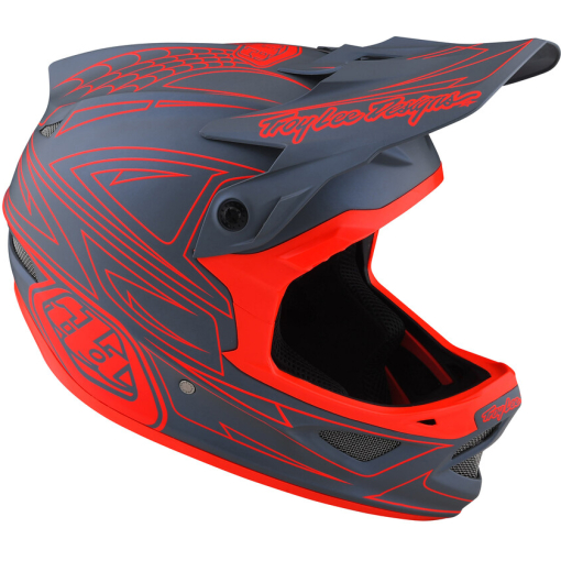 TLD D3 Fiberlite Helmet, Spiderstripe Gray/Red - Image 2