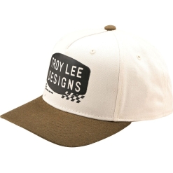 TLD Curved Snapback Hat Stamp Vintage White / Olive