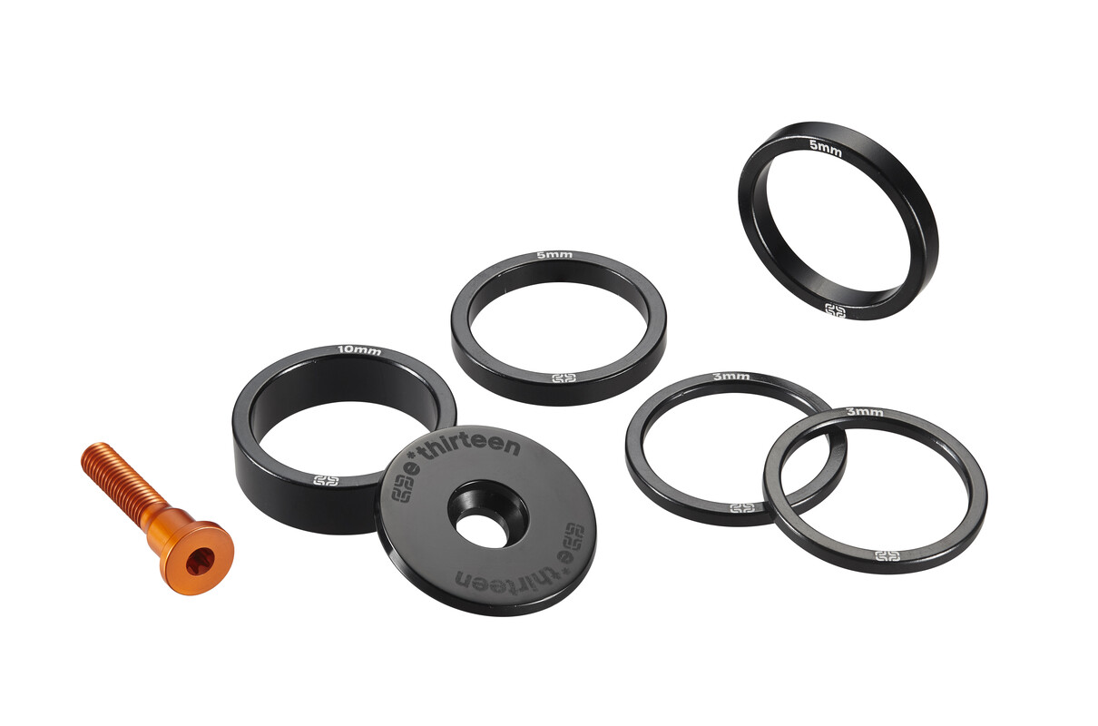 E13 Stem Top Cap Incl. Bolt & Headset Spacers Naranja