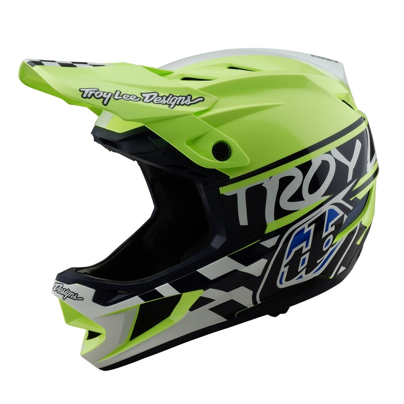 TLD D4 Polyacrylite Helmet, Fifty-50 Navy / Glo Yellow