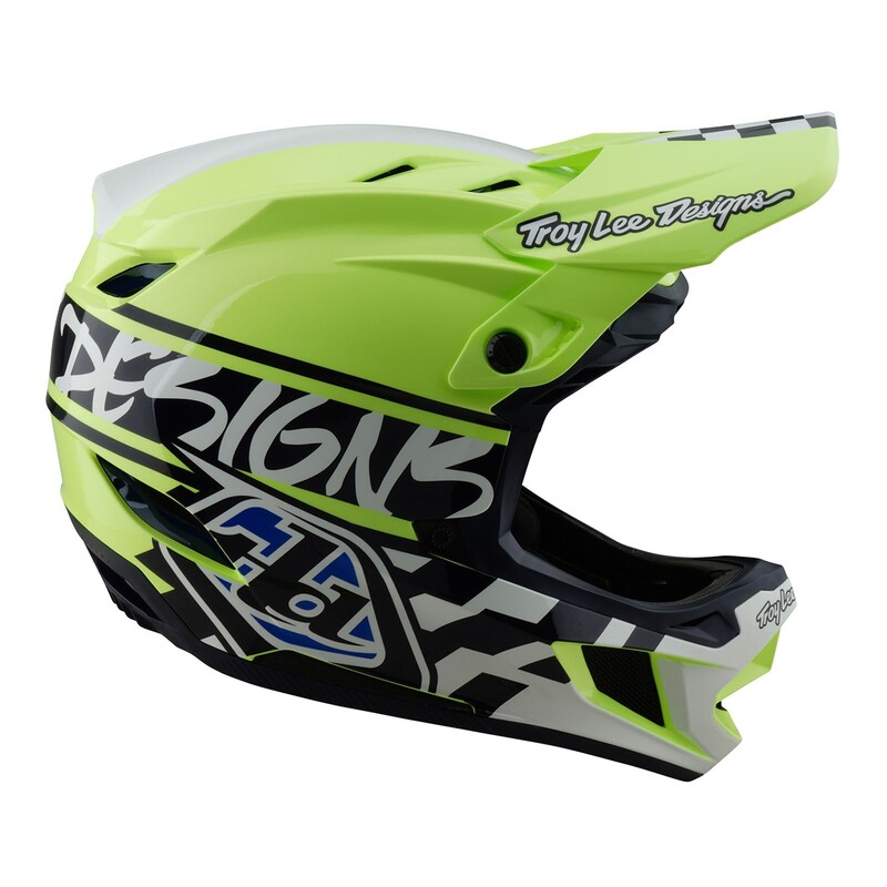 TLD D4 Polyacrylite Helmet, Fifty-50 Navy / Glo Yellow - Image 2