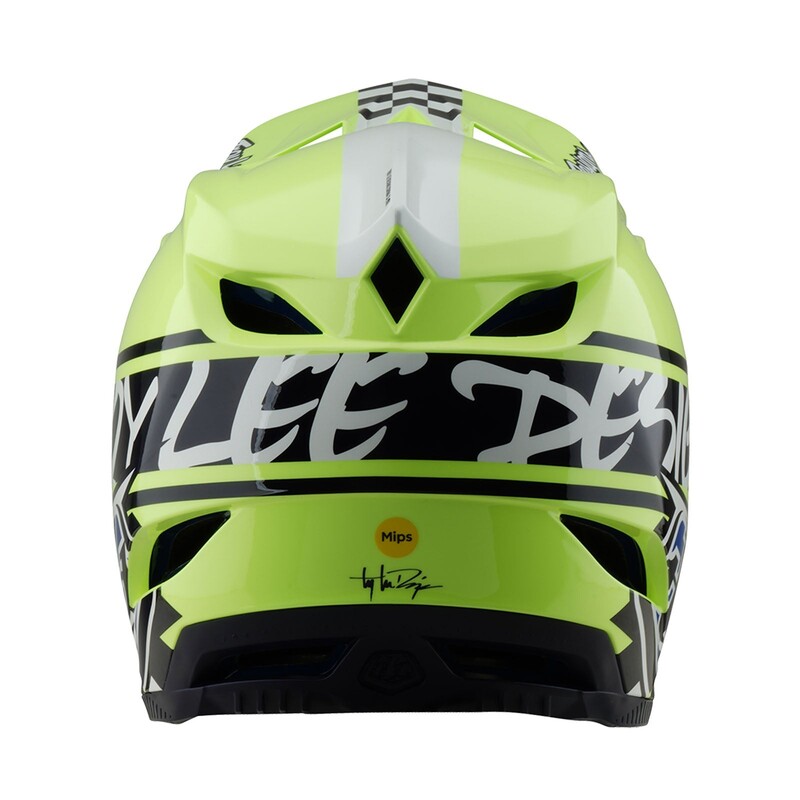 TLD D4 Polyacrylite Helmet, Fifty-50 Navy / Glo Yellow - Image 3
