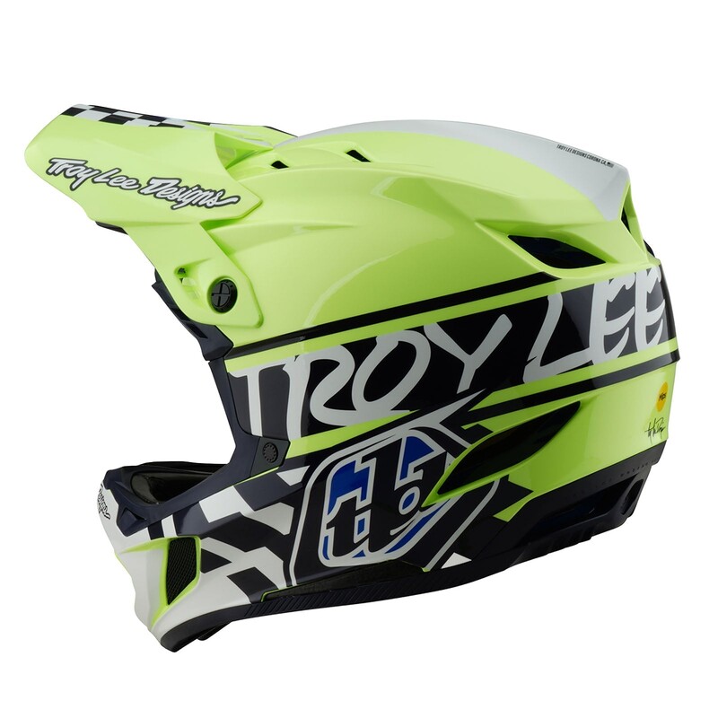 TLD D4 Polyacrylite Helmet, Fifty-50 Navy / Glo Yellow - Image 4