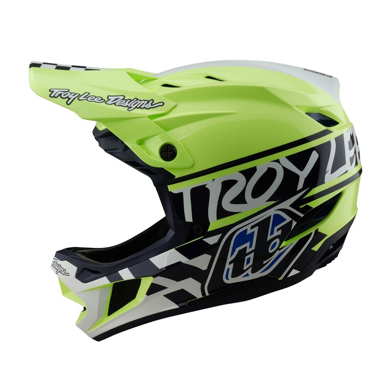 TLD D4 Polyacrylite Helmet, Fifty-50 Navy / Glo Yellow - Image 5
