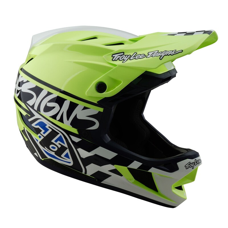 TLD D4 Polyacrylite Helmet, Fifty-50 Navy / Glo Yellow - Image 6