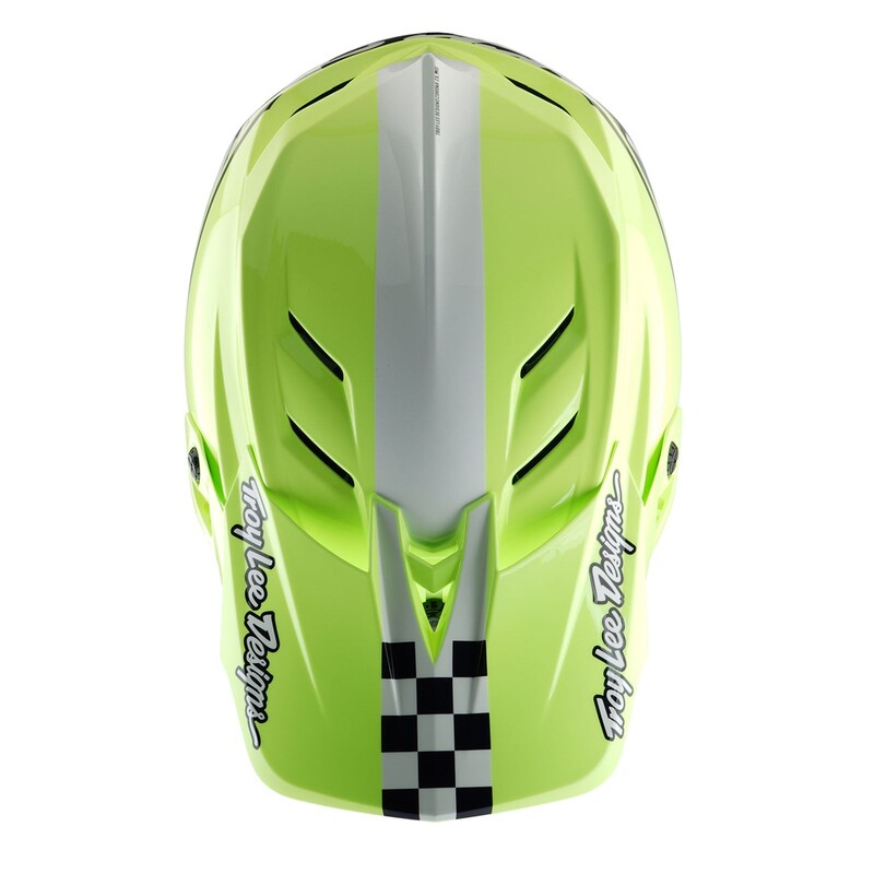 TLD D4 Polyacrylite Helmet, Fifty-50 Navy / Glo Yellow - Image 7