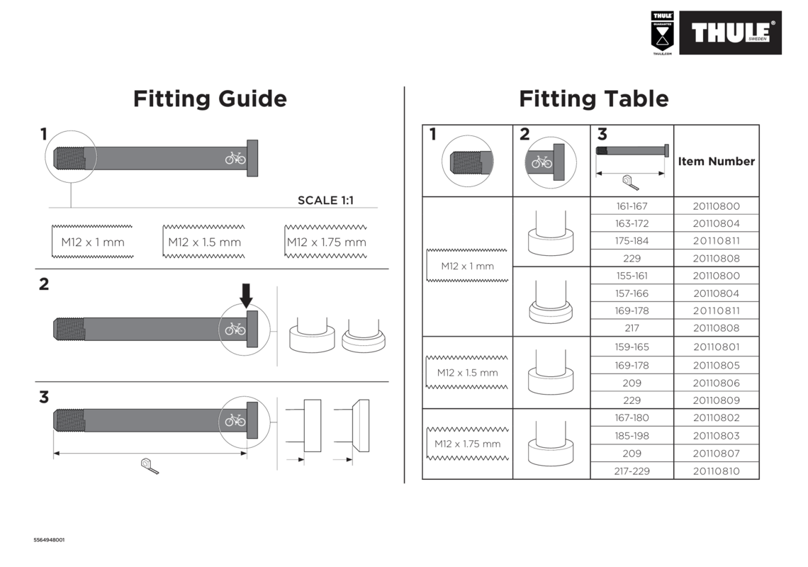 Thule thru axle (M12 x 1.5) - Image 2